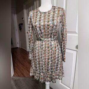 Vintage Floral Patterned Long Sleeve Dress